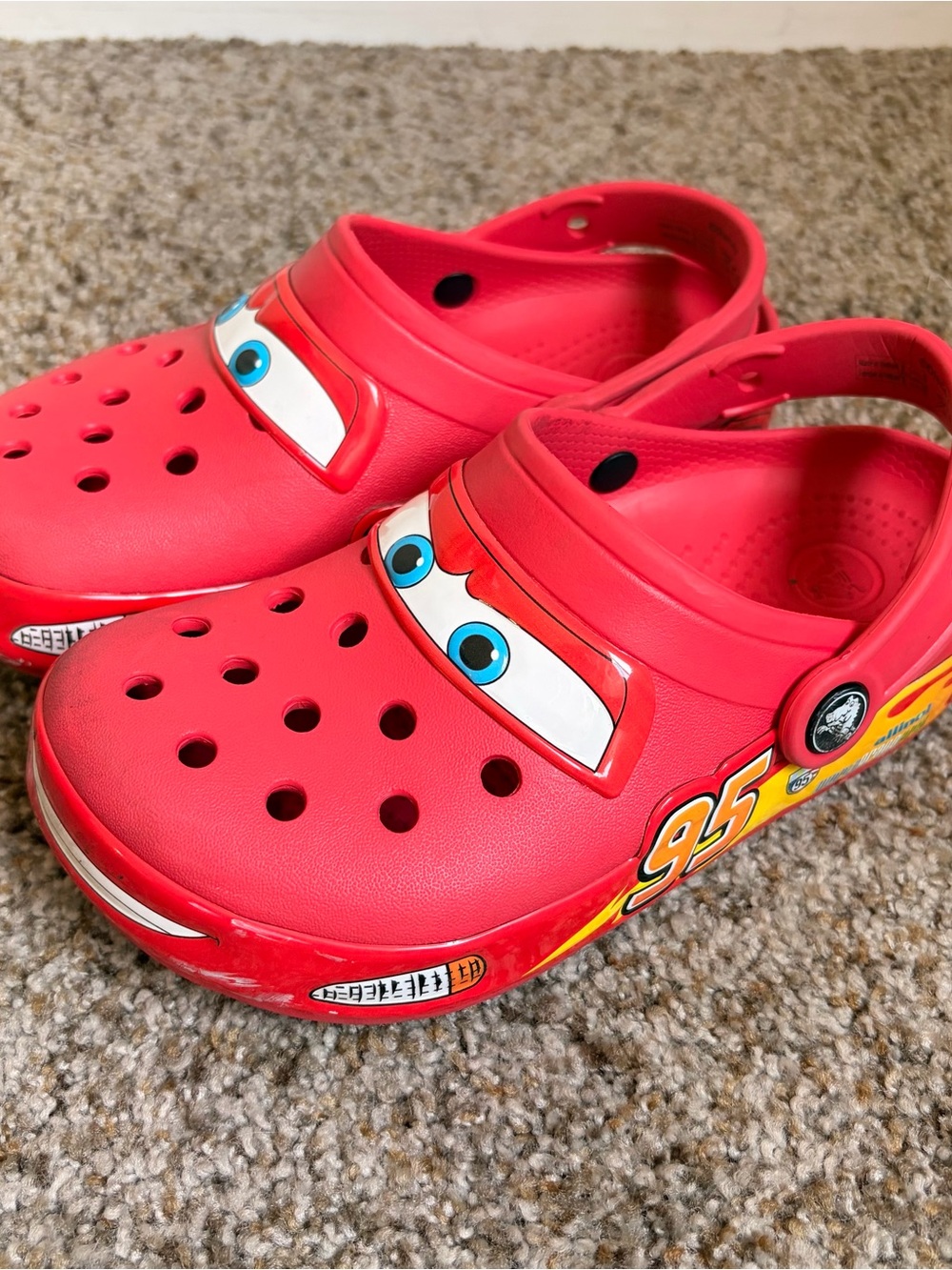 CROCS Kids Red Character Slip-On Clogs with Graphic Eyes